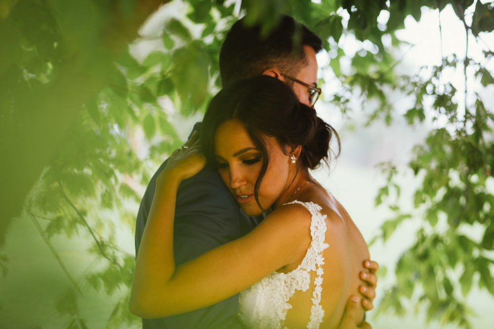 bride from zurich hugging groom in croatia on a wedding