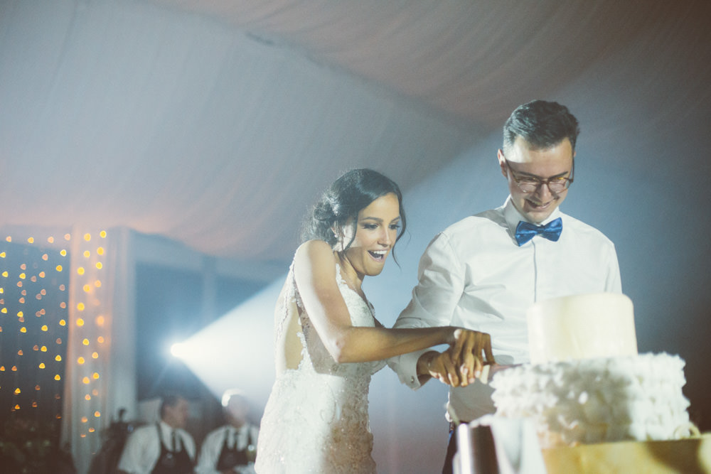 mladozenja i mlada režu tortu za vjencanje
